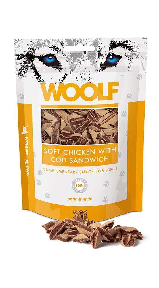 WOOLF pochoutka soft chicken with cod sandwich 100g