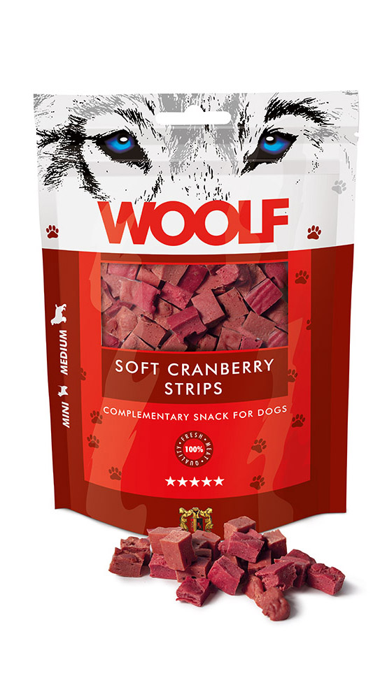 WOOLF pochoutka soft cranberry strips 100g