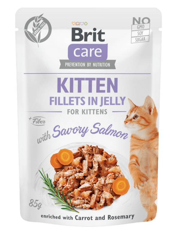 Brit Care Cat kapsička Kitten Jelly Savory Salmon 85 g