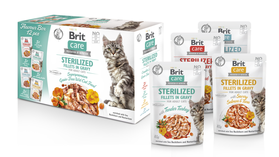 Brit Care Cat kapsičky Sterilized Fillet in Gravy (12 x 85 g)