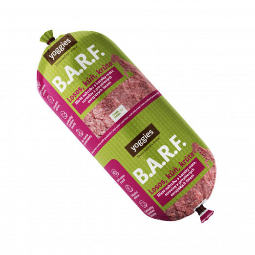 Yoggies B.A.R.F. Losos, kůň, krůta s probiotiky a kloubní výživou 1300g