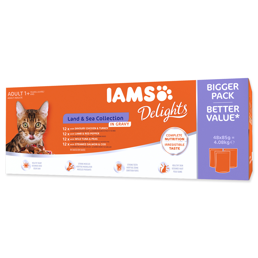 IAMS Cat výběr z mořských a suchozemských mas v omáčce multipack 4080g