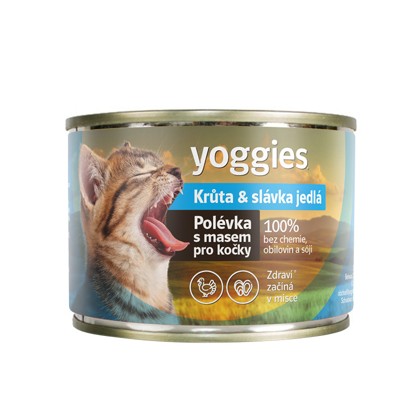 Yoggies Polévka pro kočky – Krůta & slávka jedlá 185g