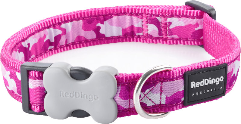 Obojek RD 12 mm x 20-32 cm - Camouflage Hot Pink