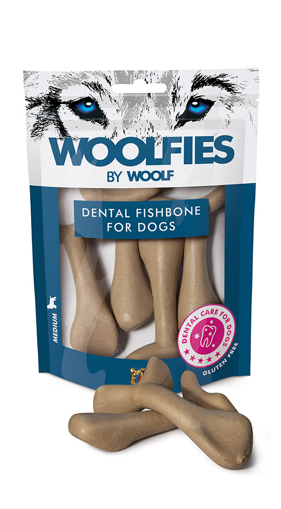 Pochoutka dentální Woolfies Dental Fishbone M 200g