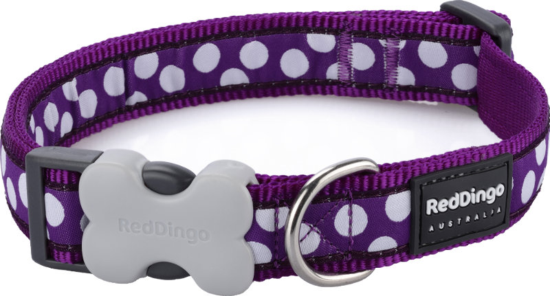 Obojek RD 12 mm x 20-32 cm - White Spots on Purple