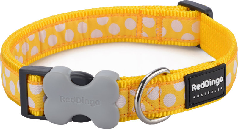 Obojek RD 12 mm x 20-32 cm - White Spots on Yellow