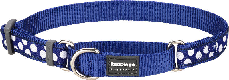 Obojek polos. RD 15 mm x 26-40 cm - White Spots on Navy