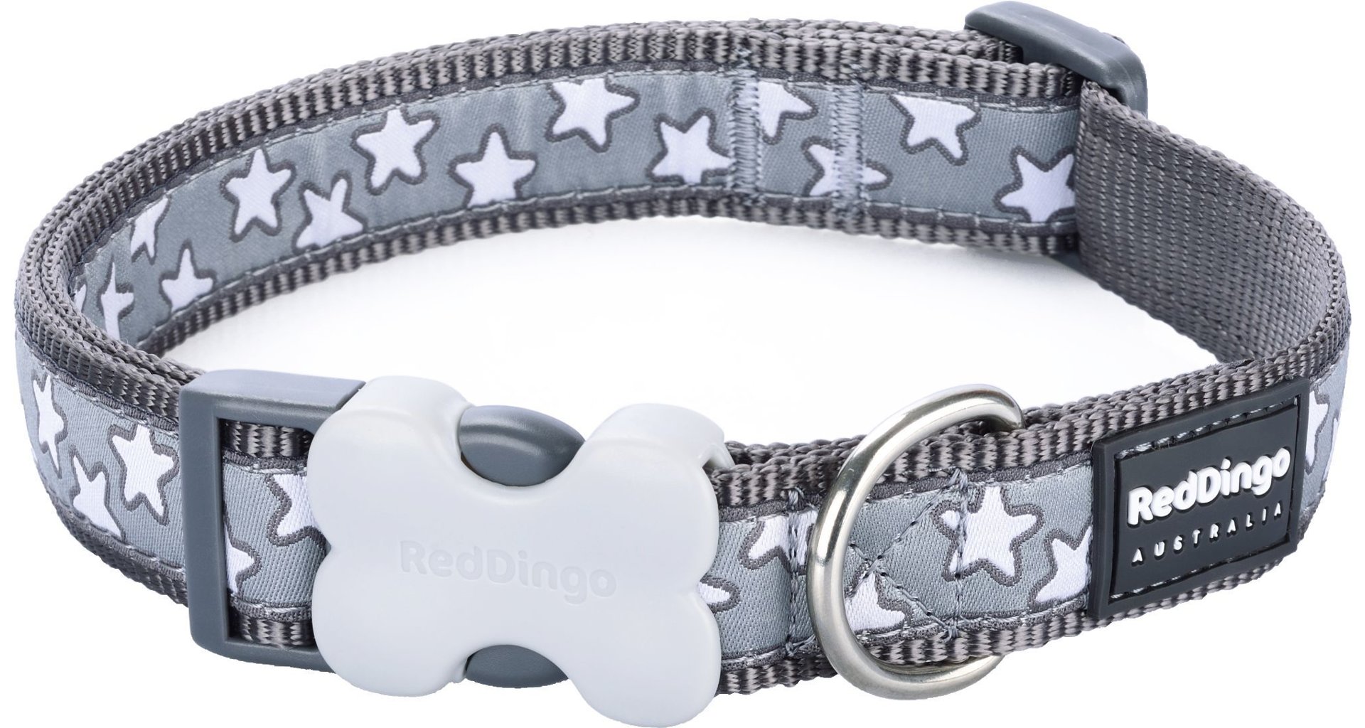 Obojek RD 12 mm x 20-32 cm - Stars White on Grey