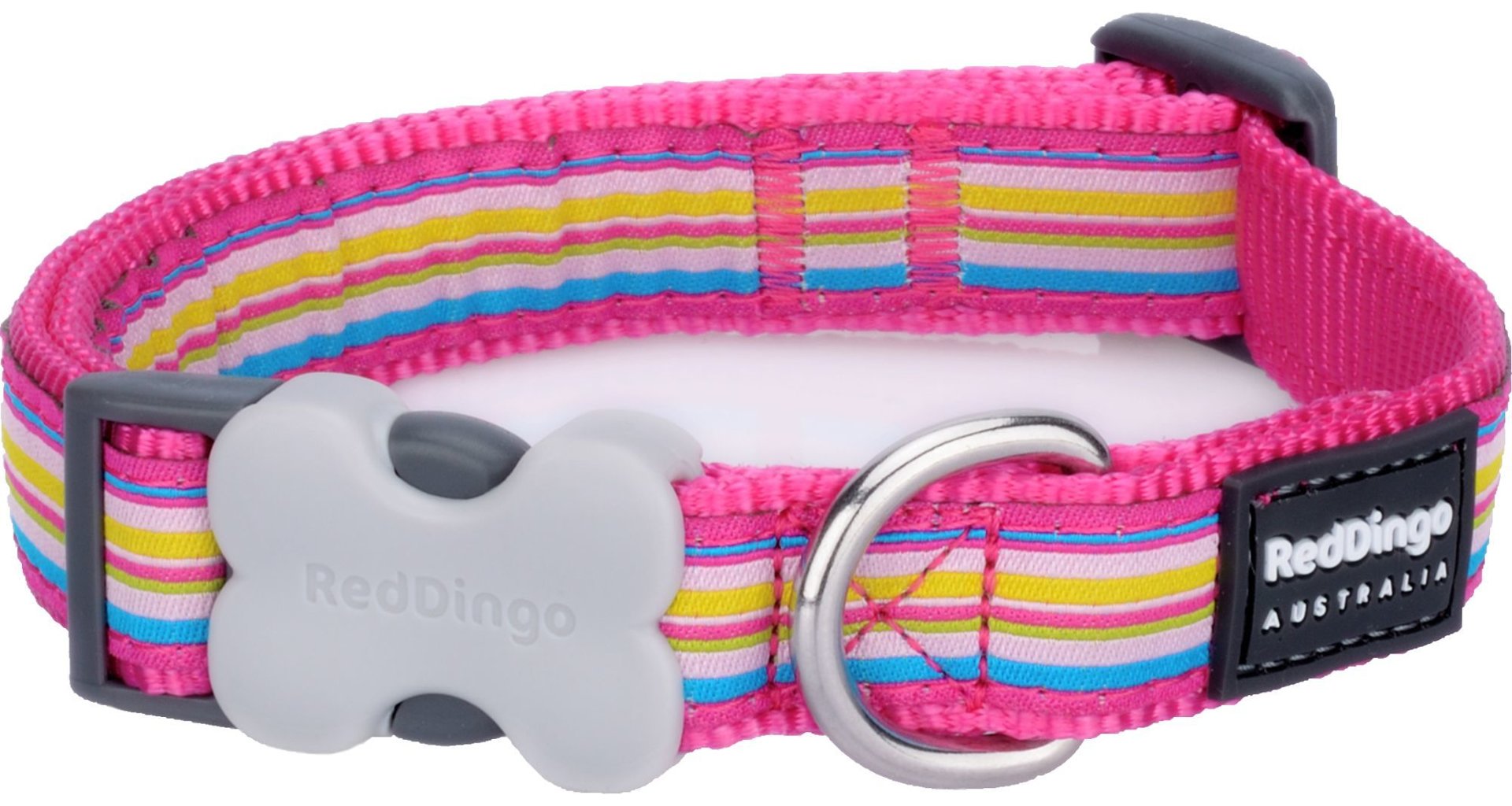 Obojek RD 12 mm x 20-32 cm - Horizontal Stripes Hot Pink