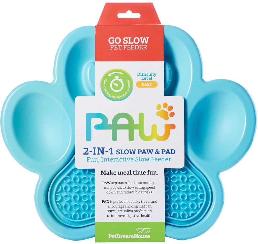 PetDreamHouse zpomalovací miska Paw 2 v 1 – modrá
