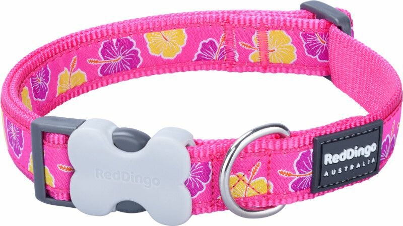 Obojek RD 12 mm x 20-32 cm - Hibiscus Hot Pink