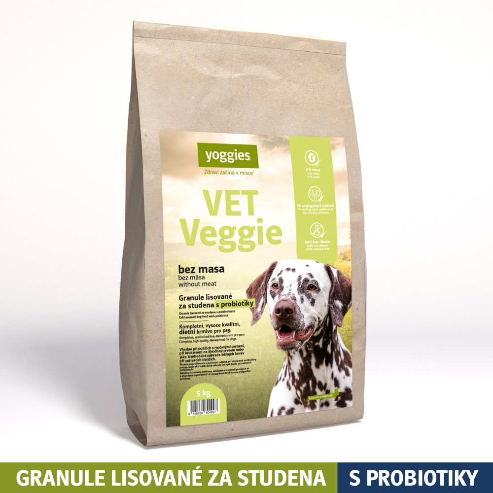 Yoggies VET Veggie bez masa, granule lisované za studena s probiotiky 5kg