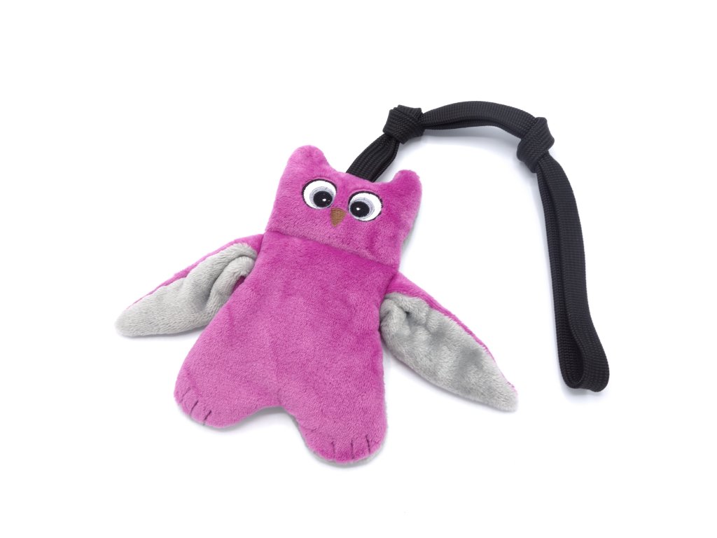 Pískací Potvůrky Sova s rukojetí - ostružinová