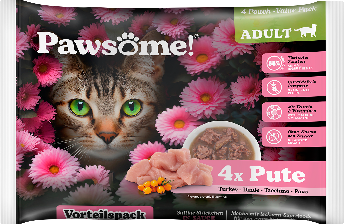 Pawsome! Adult s krůtím masem Multipack 4x85 g