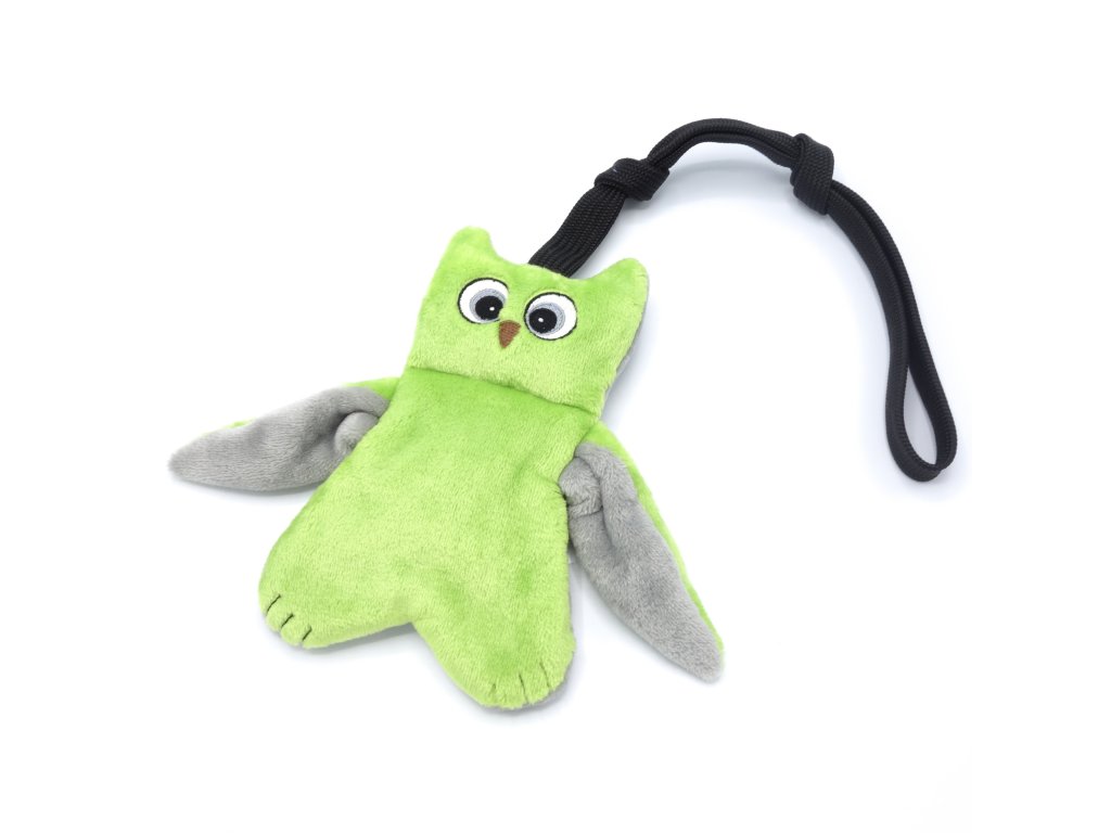 Pískací Potvůrky Sova s rukojetí - zelená