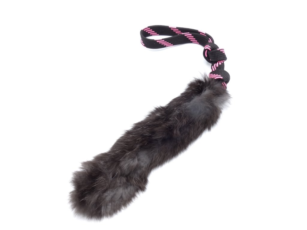 Pískací Potvůrky – Přetahovadlo pro psa – 20cm králík na krátké rukojeti růžová