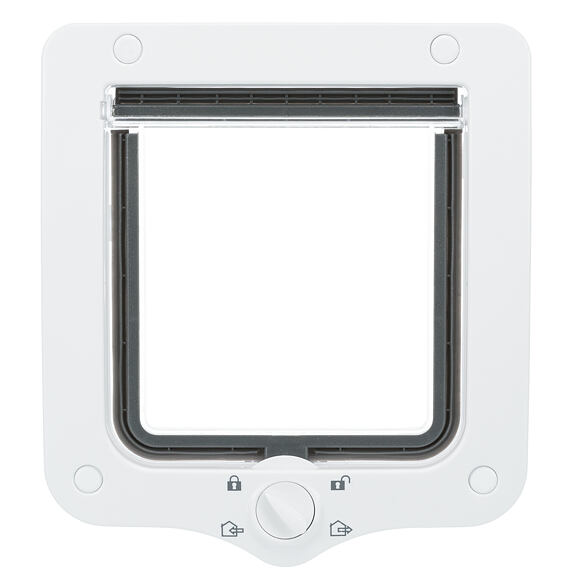 Průchozí dvířka pro kočku, 4-cestná, 20x22cm, bílá