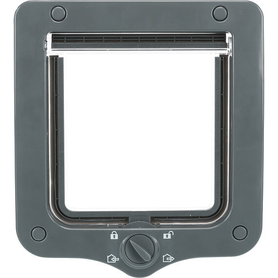 Průchozí dvířka pro kočku, 4-cestná, 20x22cm, šedá