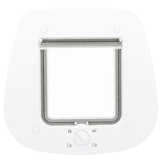 Průchozí dvířka pro kočku, 4-cestná, pro skleněné dveře, 27x26cm, bílá