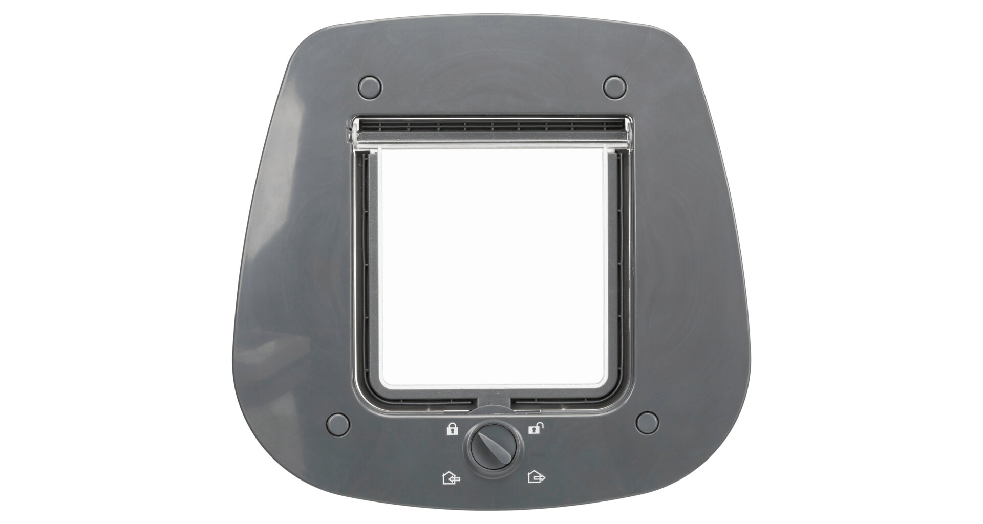 Průchozí dvířka pro kočku, 4-cestná, pro skleněné dveře, 27x26cm, šedá