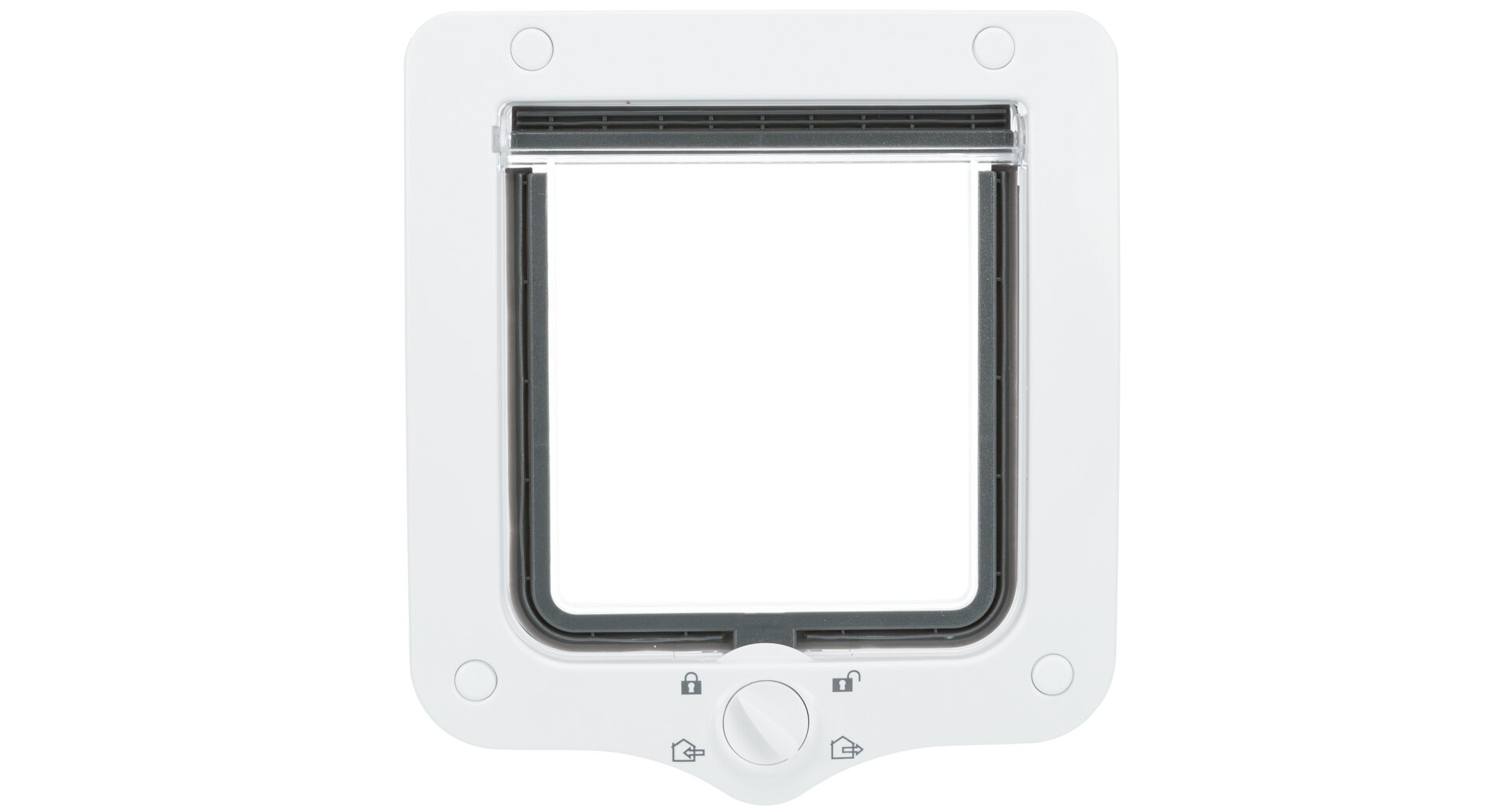 Průchozí dvířka pro kočku, s tunelem, 4-cestná, 20x22cm, bílá