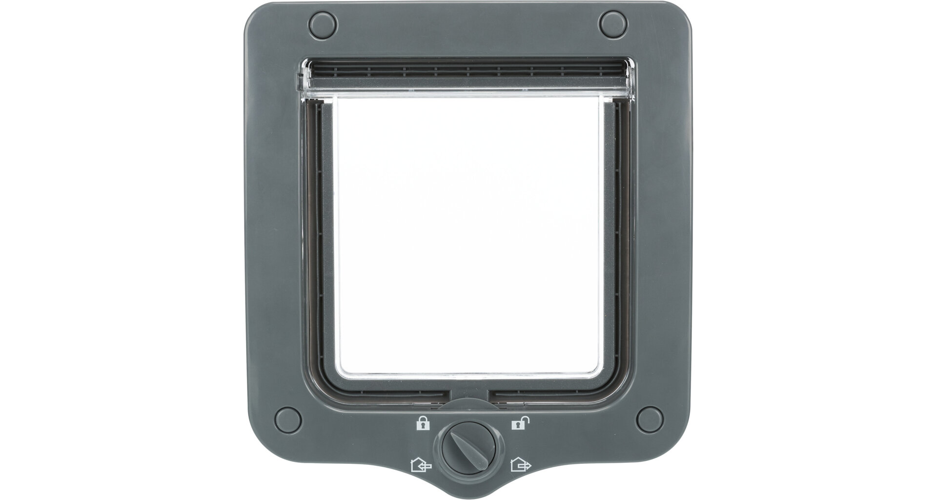 Průchozí dvířka pro kočku, s tunelem, 4-cestná, 20x22cm, šedá