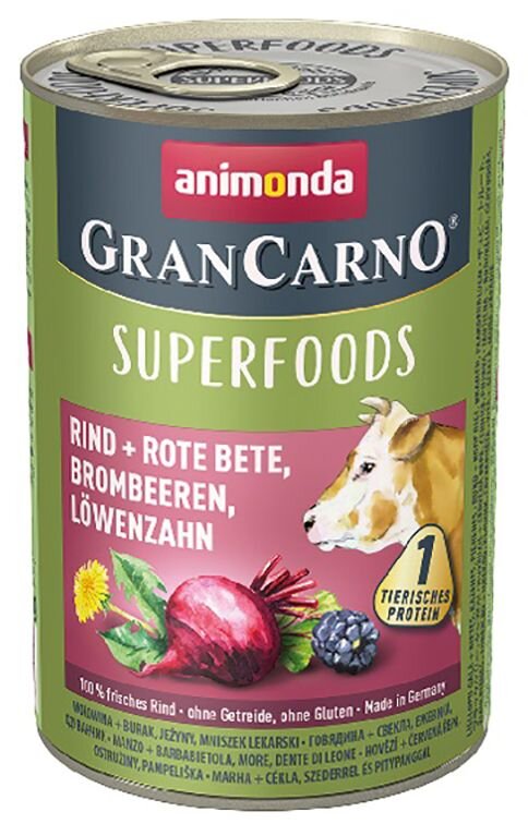 GRANCARNO Superfoods - hovězí, čv.řepa, ostružiny, pampeliška 400 g