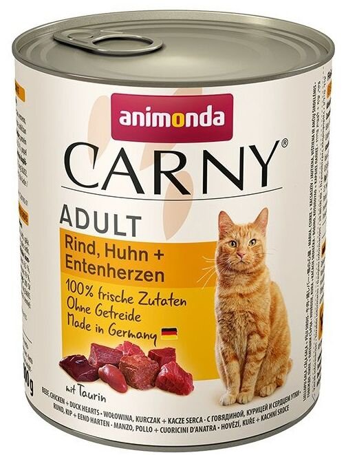 ANIMONDA konzerva CARNY Adult - hovězí,kuře,kachní srdce 800g