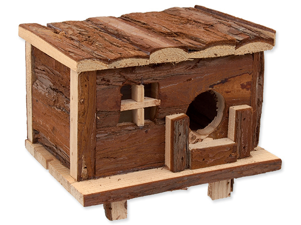 Domek SMALL ANIMALS srub dřevěný s kůrou 18 x 13 x 13,5 cm