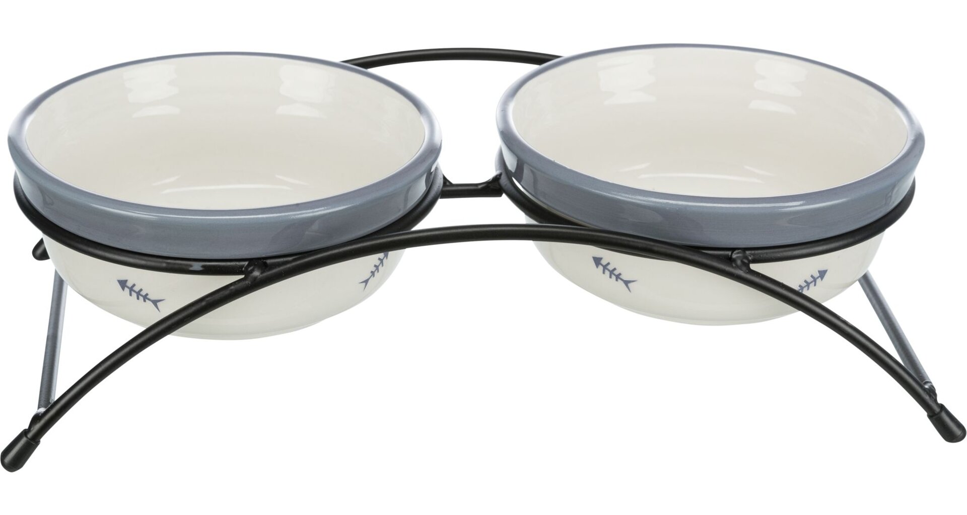 Set keramických misek se stojánkem 2 × 0,3 l / ø 12 cm  bílá/modrošedá