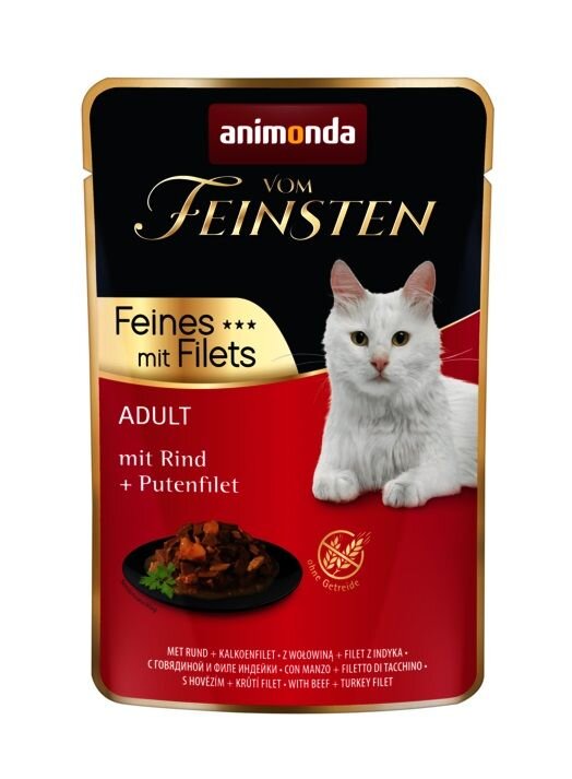 Vom Feinsten Adult FEINES m.Fillets - hovězí + krůtí filet, kapsička pro kočky 85 g