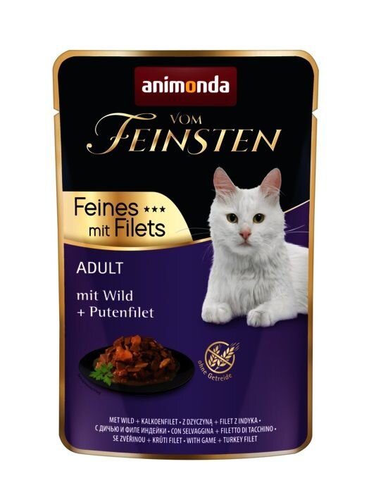 Vom Feinsten Adult FEINES m.Fillets - zvěřina + krůtí filet, kapsička pro kočky 85 g