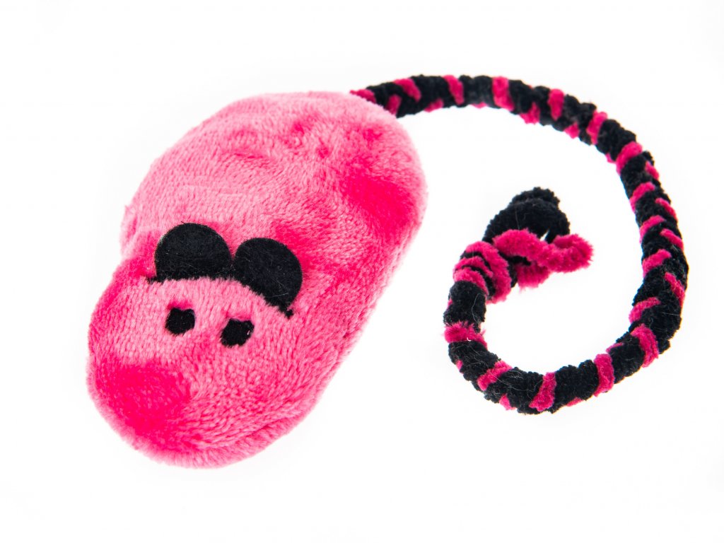 Pískací Potvůrky – myš s chrastítkem - růžová