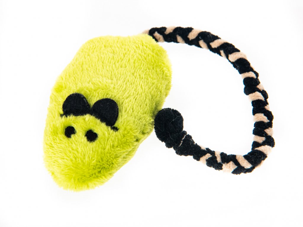 Pískací Potvůrky – myš s šantou a chrastítkem - zelená