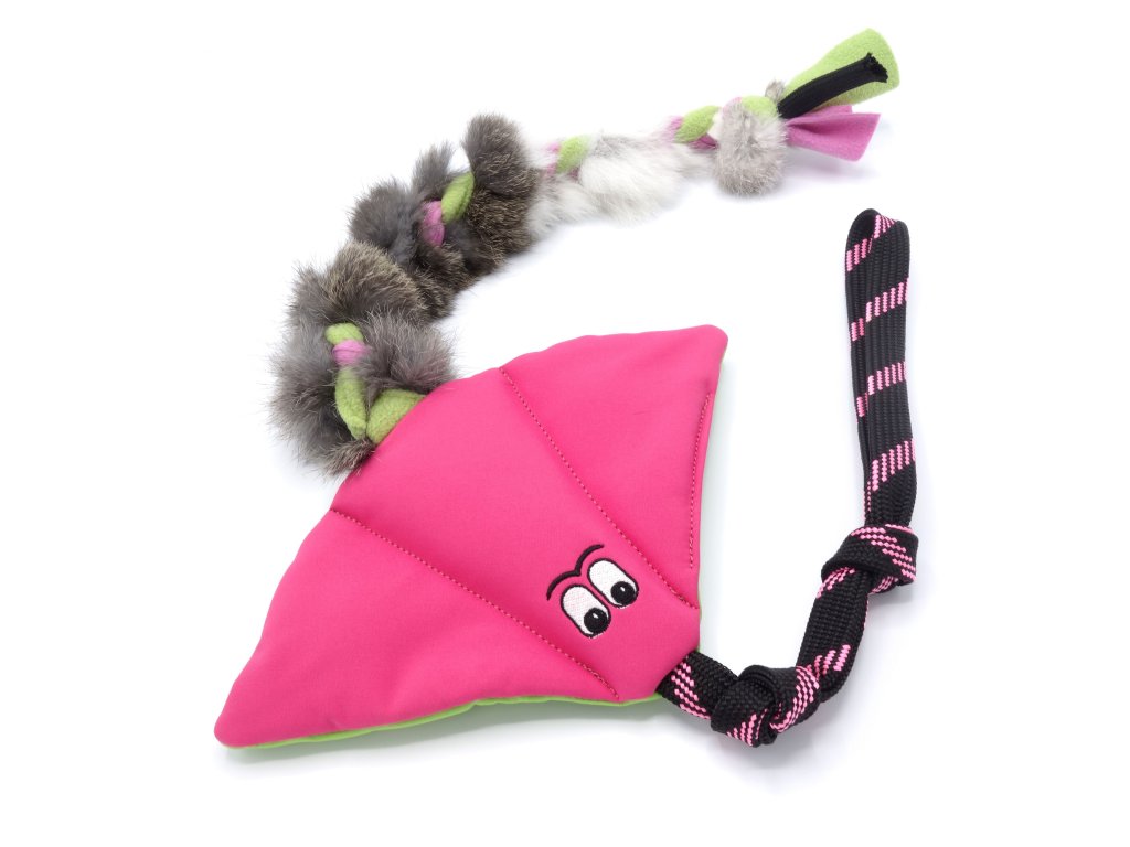 Pískací Potvůrky Odolný softshellový Rejnok s králičí kožešinou - růžová