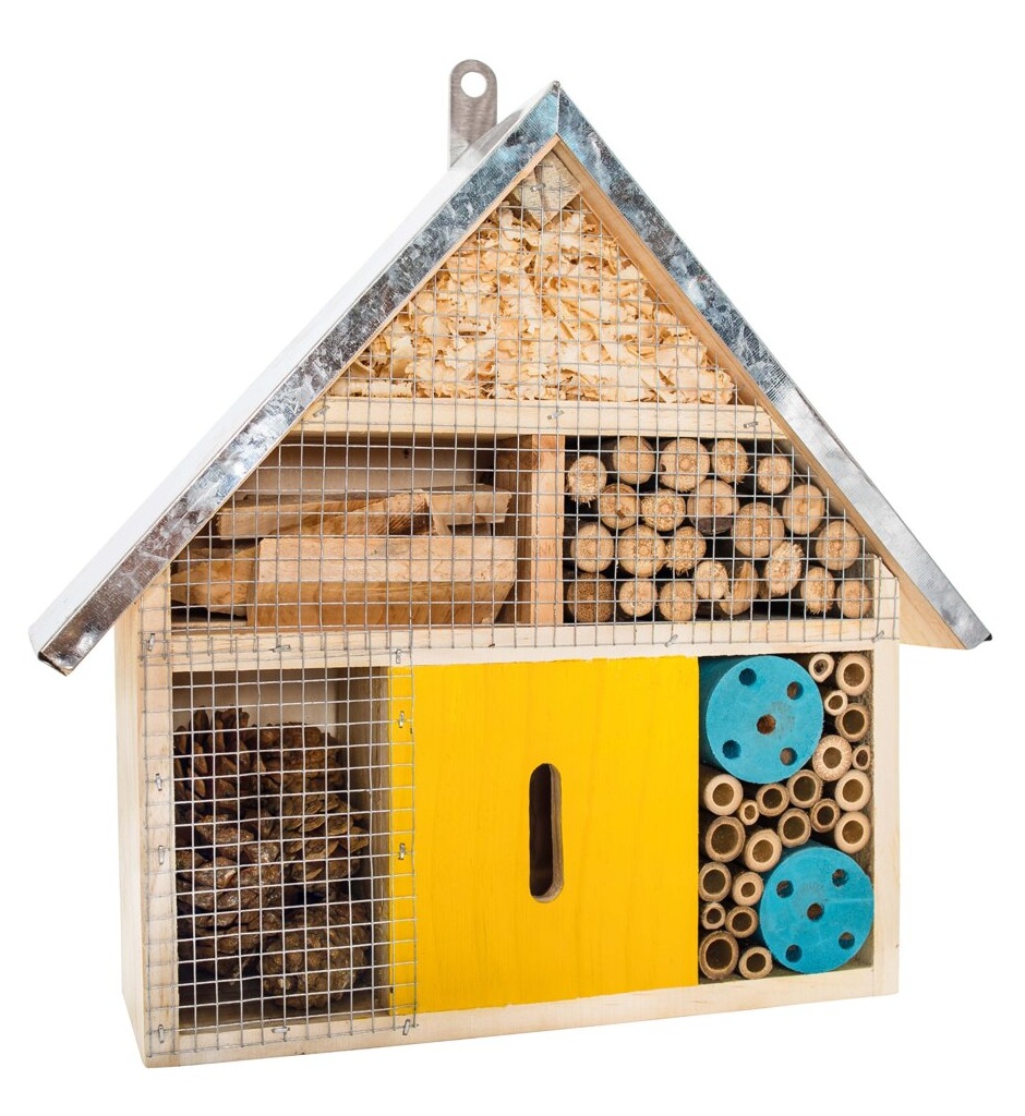 PetBuddy barevná vilka, hotel pro hmyz, 30 x 9 x 27.5 cm, borové dřevo