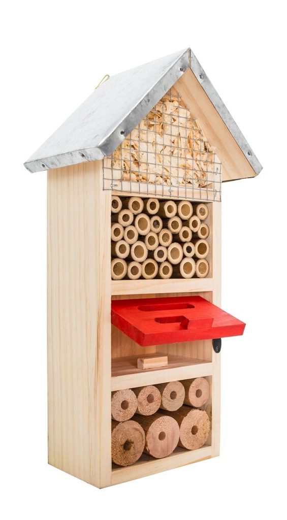 PetBuddy domeček třípatrový, hotel pro hmyz, 13 x 8.5 x 26 cm, borové dřevo