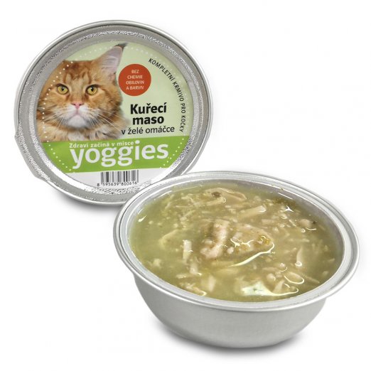 Yoggies mističky s kuřecím masem a želé omáčkou pro kočky 85g