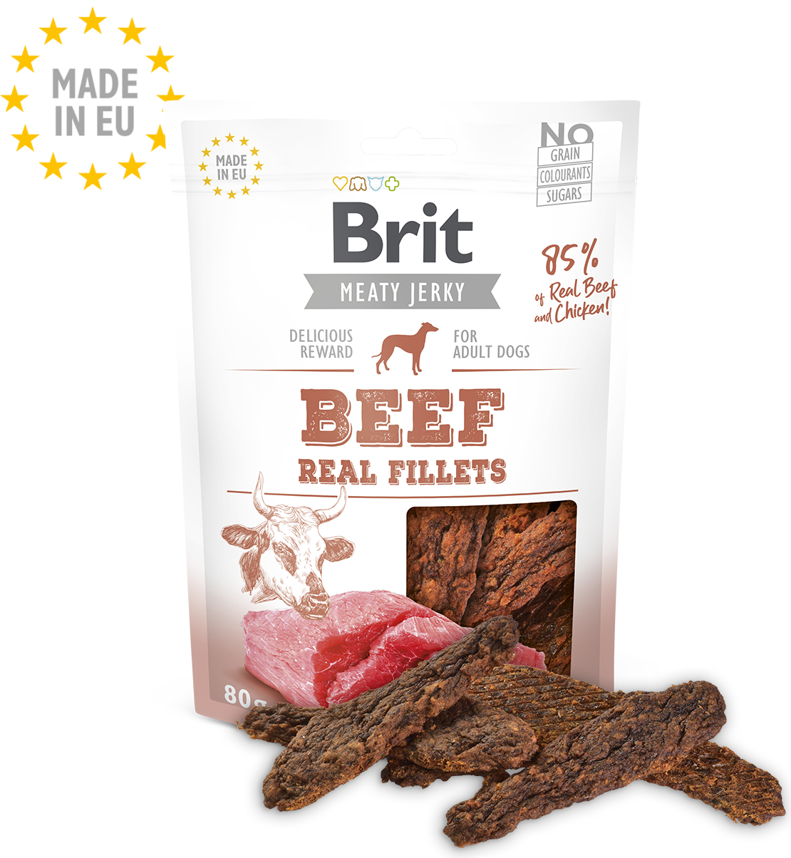 Brit Jerky Beef Fillets 80g