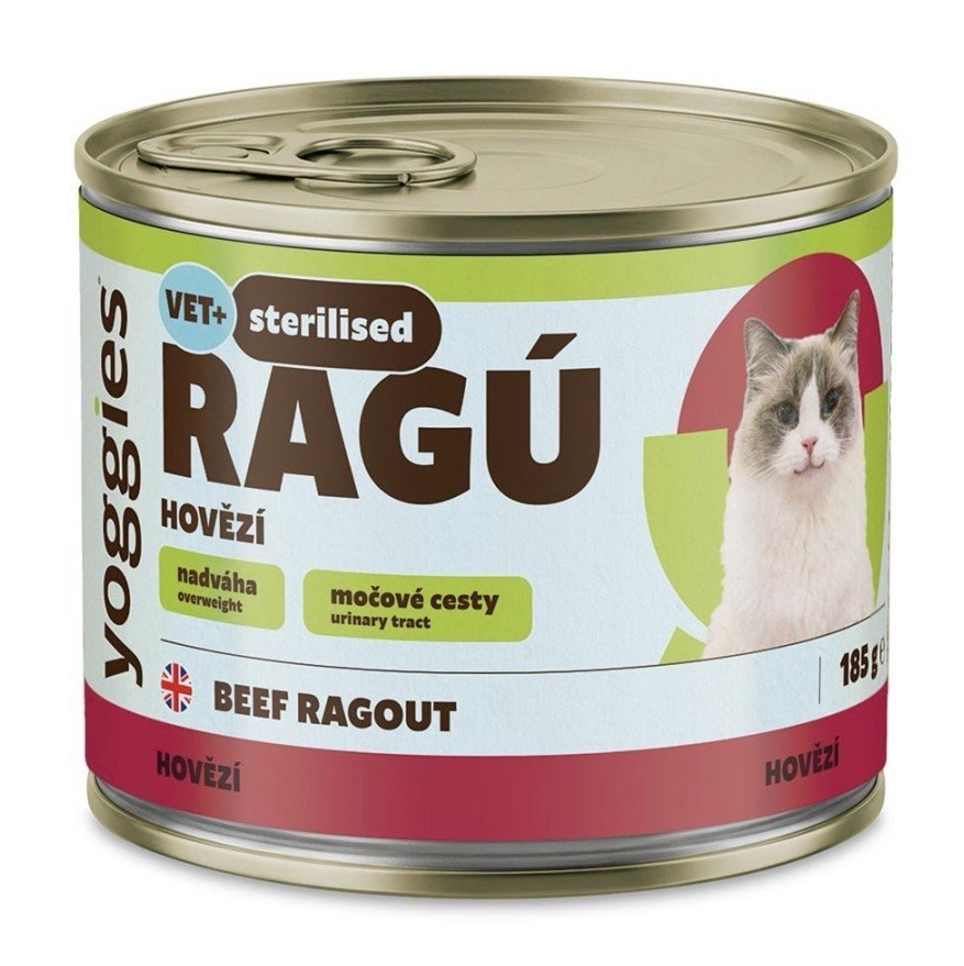 Yoggies RAGÚ pro kastrované kočky, hovězí monoprotein 185 g