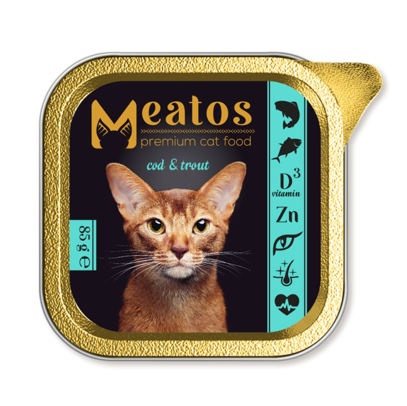 Meatos vanička Cat Cod & Trout kousky v omáčce 85 g