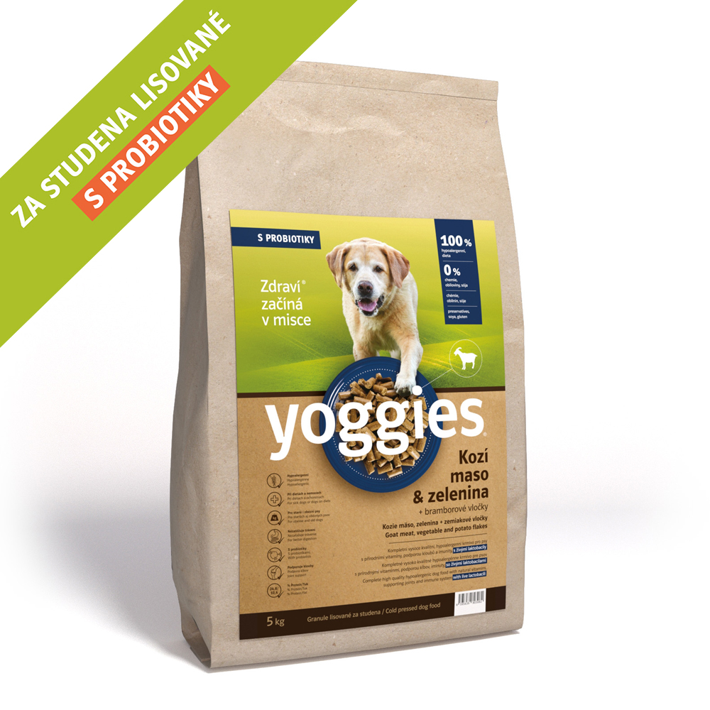 Yoggies Hypoalergenní granule s kozím masem, lisované za studena 5 kg