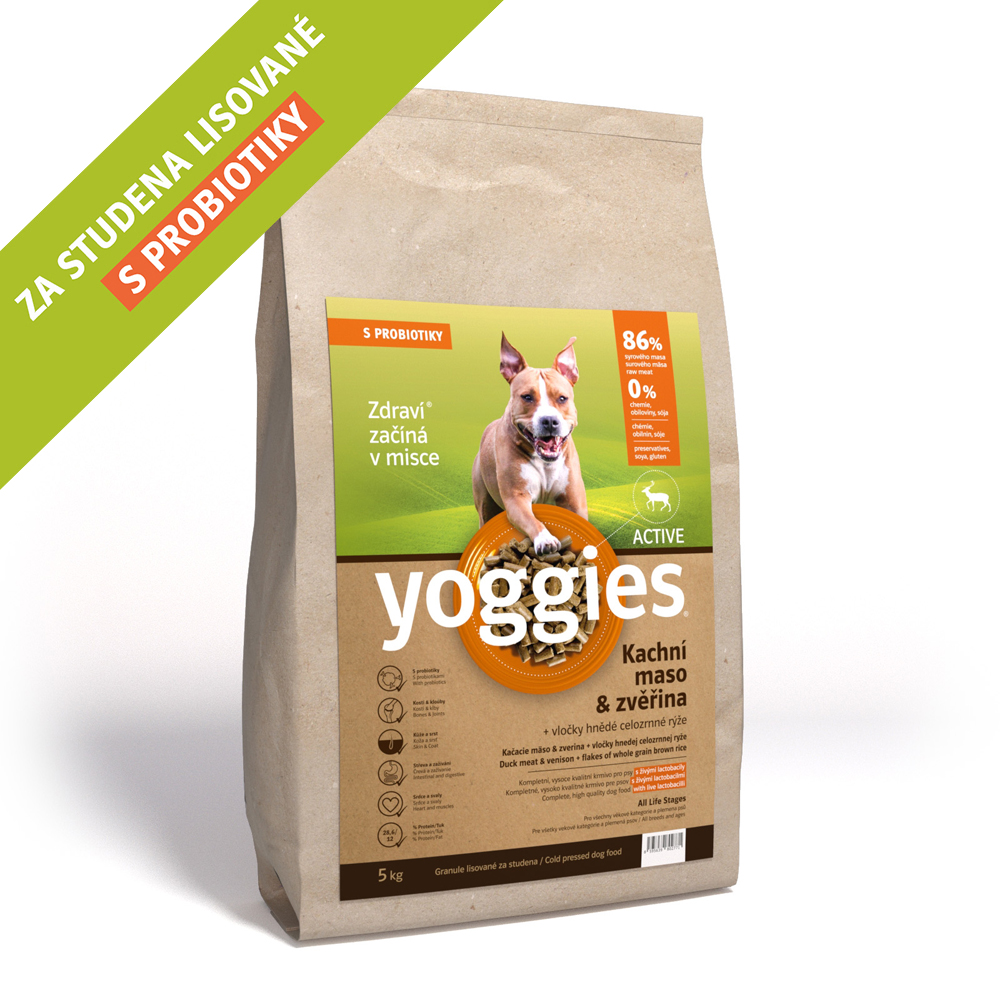 Yoggies Active kachna a zvěřina, granule lisované za studena 5kg