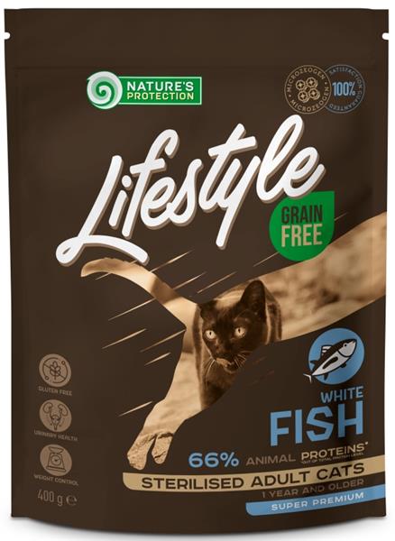 Nature's Protection Cat Dry LifeStyle GF Sterilised W.Fish 400 g