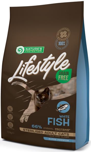 Nature's Protection Cat Dry LifeStyle GF Sterilised W.Fish 1,5 kg