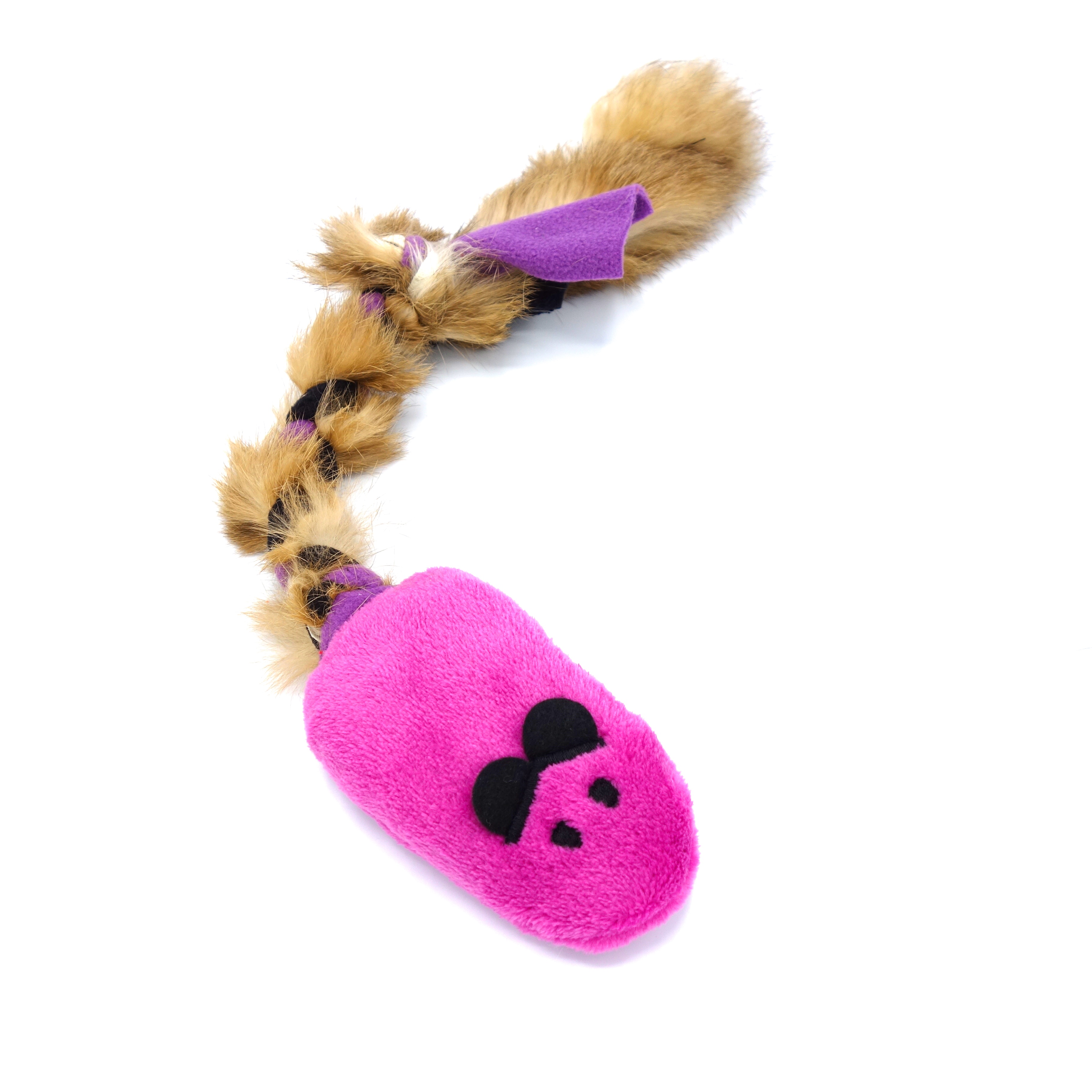 Pískací Potvůrky Myš s králičí kožešinou - ostružinová