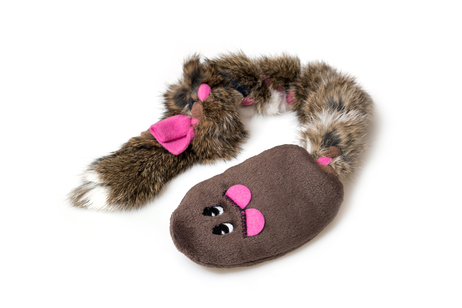 Pískací Potvůrky Krysa s králičí kožešinou - tmavě hnědá