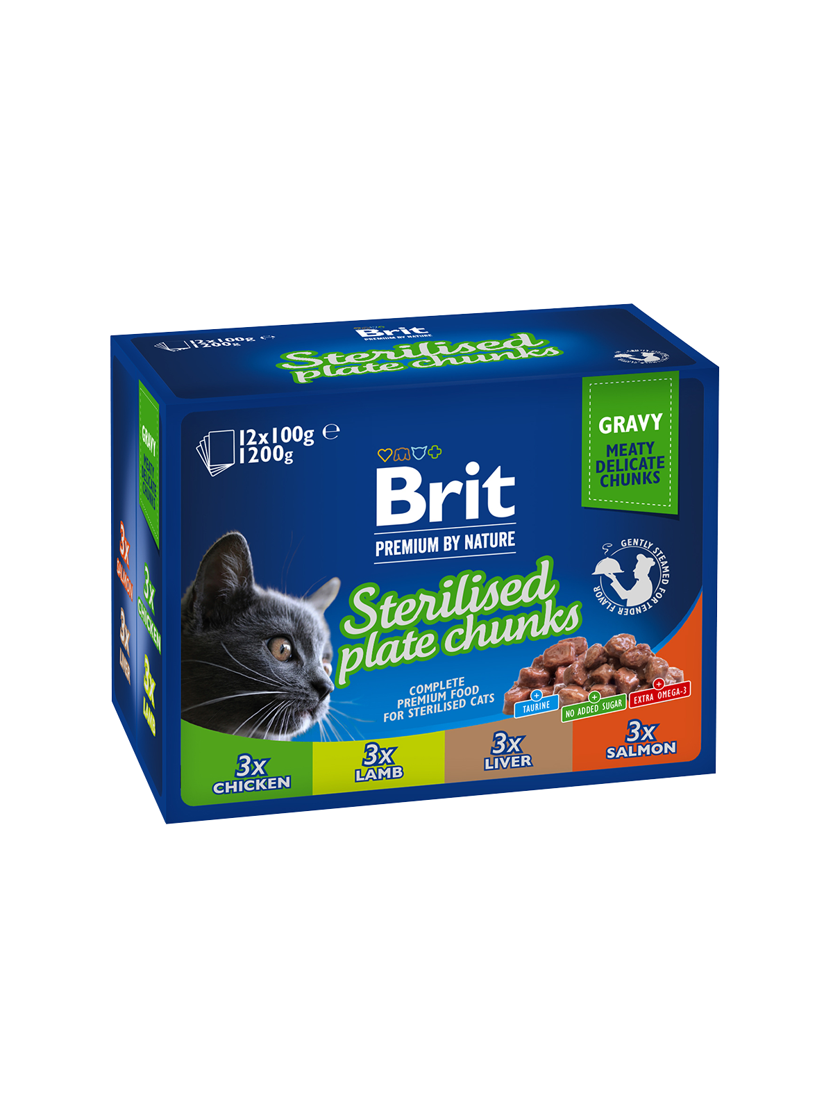 Brit Premium Cat kapsičky STERILISED PLATE 1200 gr.