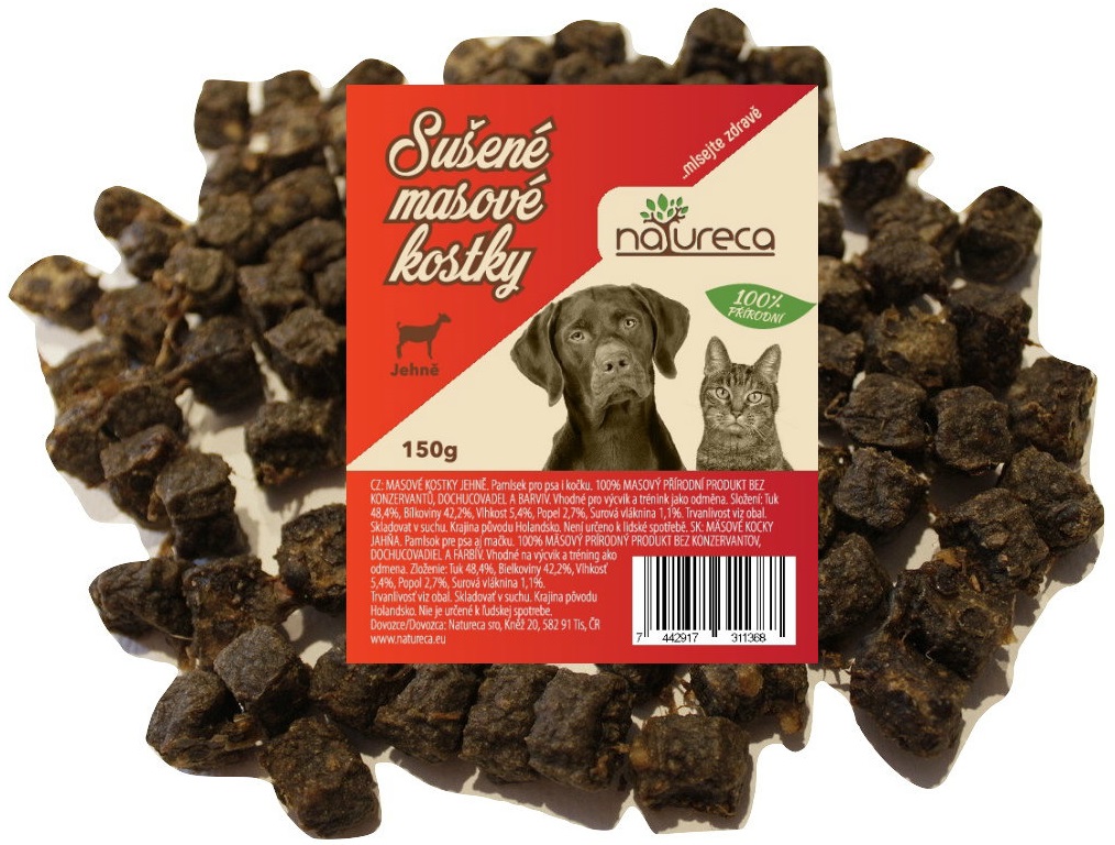 NATURECA pochoutka Masové kostky Jehně - 100% maso 150g